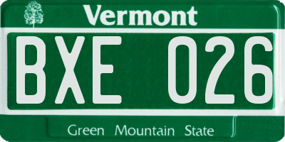VT license plate BXE026