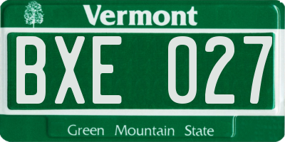 VT license plate BXE027