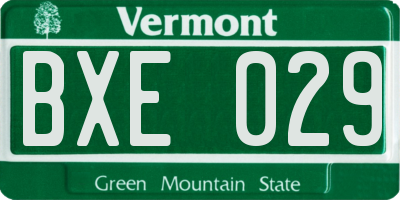 VT license plate BXE029