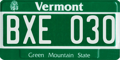 VT license plate BXE030