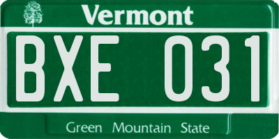 VT license plate BXE031