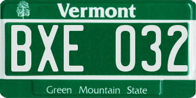VT license plate BXE032
