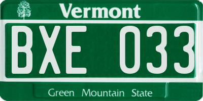VT license plate BXE033