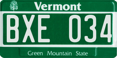 VT license plate BXE034