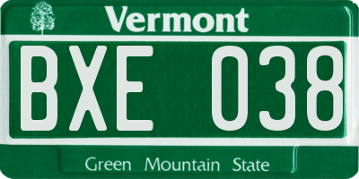 VT license plate BXE038