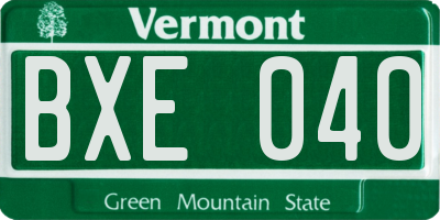 VT license plate BXE040