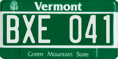 VT license plate BXE041