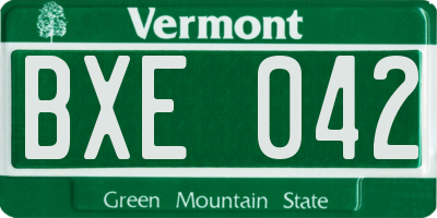 VT license plate BXE042