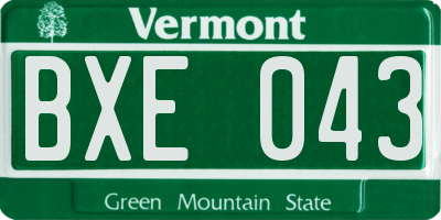 VT license plate BXE043