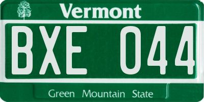 VT license plate BXE044
