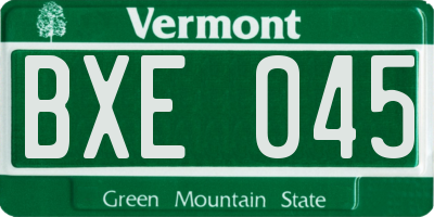 VT license plate BXE045