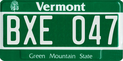 VT license plate BXE047