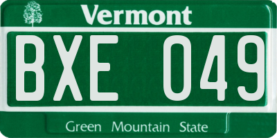 VT license plate BXE049