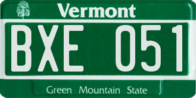 VT license plate BXE051