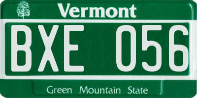 VT license plate BXE056