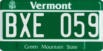 VT license plate BXE059