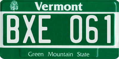 VT license plate BXE061