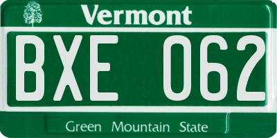 VT license plate BXE062