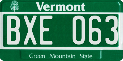 VT license plate BXE063