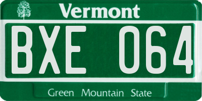 VT license plate BXE064