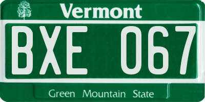 VT license plate BXE067