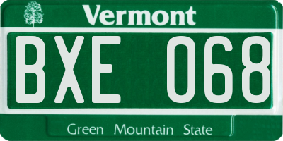 VT license plate BXE068