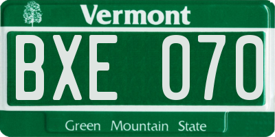 VT license plate BXE070