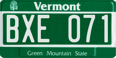 VT license plate BXE071