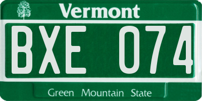 VT license plate BXE074