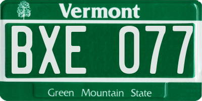 VT license plate BXE077