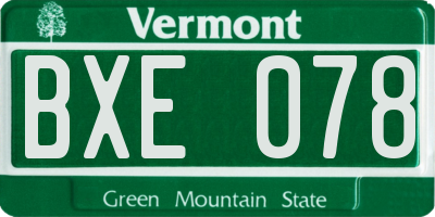 VT license plate BXE078