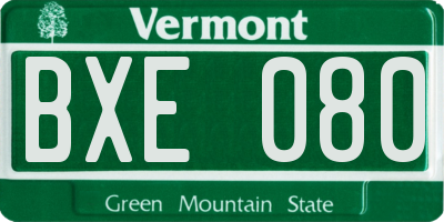VT license plate BXE080