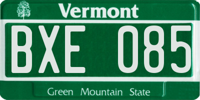 VT license plate BXE085