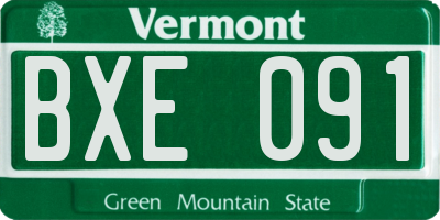 VT license plate BXE091