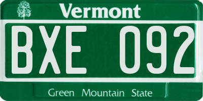 VT license plate BXE092