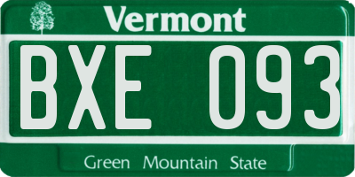 VT license plate BXE093
