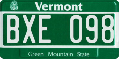 VT license plate BXE098