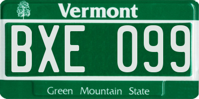 VT license plate BXE099