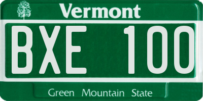 VT license plate BXE100