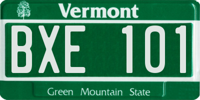 VT license plate BXE101