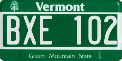 VT license plate BXE102