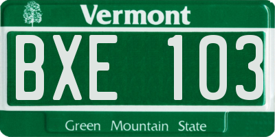 VT license plate BXE103