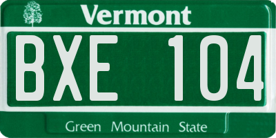 VT license plate BXE104