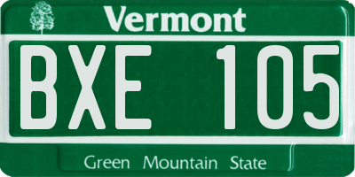 VT license plate BXE105