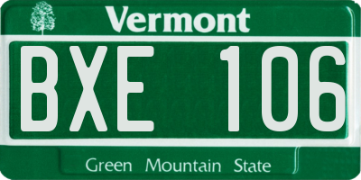 VT license plate BXE106
