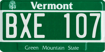 VT license plate BXE107