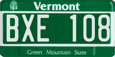 VT license plate BXE108