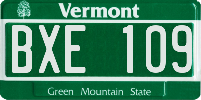 VT license plate BXE109