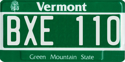 VT license plate BXE110