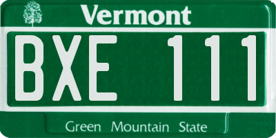 VT license plate BXE111